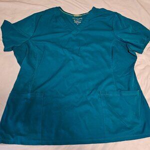 Teal Healing Hands scrubs top - 2X